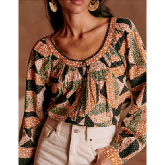 Sezane Tops - Sezane Oana Shirt in Graphic Patchwork - Size 36 - US 4